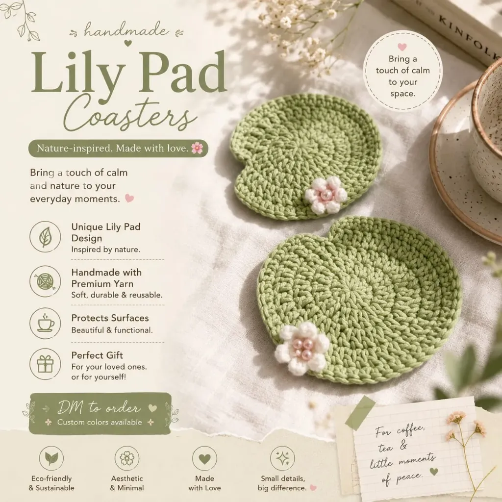 Lily Pad Crochet Coasters