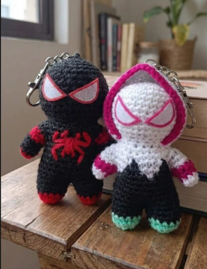 Spider Duo Crochet Keychain